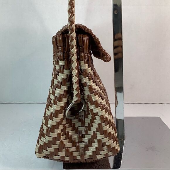 Oaxaca Mexico Hand Woven Plastic Cross Body Bag/Wristlet Brown/Tan - Picture 5 of 13